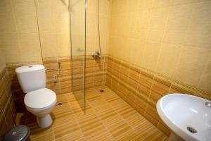 a bathroom with a toilet and a shower and a sink at BULGARI melnik in Melnik +56 photos