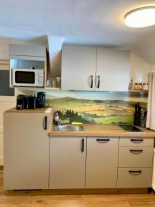 Kuchyňa alebo kuchynka v ubytovaní Das Almsternderl - gemütliche Wohnung in Gosau