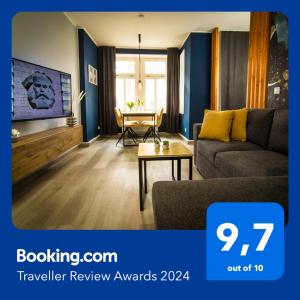 Χώρος καθιστικού στο StayFine - smartes Design Apartment in Chemnitz Hilbersdorf