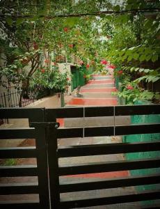 トリバンドラムにあるGreen View Home Stayの庭園内の花と植物の遊歩道