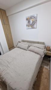 a bed in a room with a painting on the wall at cocoluxapartmanl73 in Trnava +30 photos