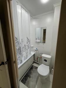 a bathroom with a toilet and a tub and a sink at Apartments Almaty Airport in Almaty