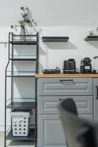 kuchnia z blatem i półką w obiekcie Innsbruck Underground Atelier w mieście Innsbruck