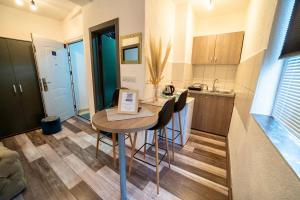 Kuchyň nebo kuchyňský kout v ubytování Apartmani Aleksandra u centru grada