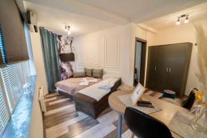 Postel nebo postele na pokoji v ubytování Apartmani Aleksandra u centru grada