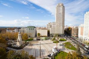 a view of a city with tall buildings at Plaza España Superb Views in Madrid