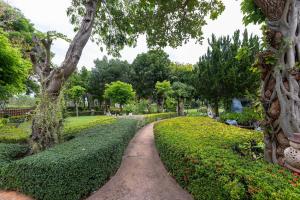 un sentiero attraverso un parco con alberi e cespugli di Jaris Cottage a Nong Nam Daeng
