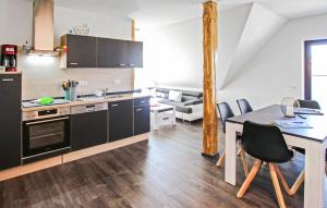 Kuchyň nebo kuchyňský kout v ubytování Ferienwohnung Kargow