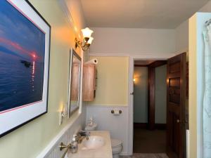 a bathroom with a sink and a picture on the wall at Summer Street Guest House in Buffalo