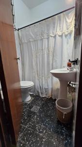 ein Badezimmer mit Toilette und Waschbecken in der Unterkunft Mi Hogar tu Hogar in Salta + 9 Fotos