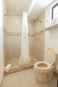 Un baño con ducha y WC. en Royal Suite Cananea, en Cananea