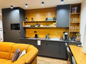Kuchyň nebo kuchyňský kout v ubytování Hotel Ovruč apartmány Vadian