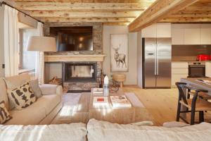 ein Wohnzimmer mit Couch und Kamin in der Unterkunft Pleta Baqueira Luxe 10 by FeelFree Rentals in Naut Aran