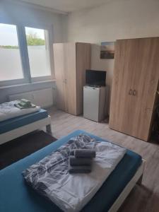 Postel nebo postele na pokoji v ubytování Monteurwohnung in Marl - Kamp 13 - 1OGL