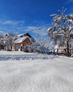モイセイにあるCabana Maramures Landscapeの雪に覆われた家