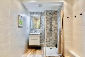 a bathroom with a shower and a sink at Nid calme centrale petite France in Strasbourg