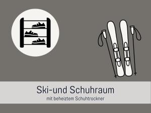 a pair of skis and snowboards on a ski unit illustration at Apartments Tannheim - bei Birgit Mariacher - inklusive Sommerbergbahnen - Infrarotsauna & Brötchenservice - zentral mit Bergblick in Tannheim