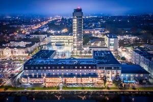 a view of a building at night at The Kingsley Hotel in Cork