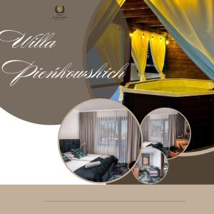 a picture of a room with a tub and a bedroom at Willa Pieńkowskich in Gdynia