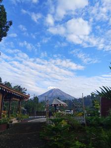 a view of a mountain in the distance at Indah Damai Cottages in Sidomukti