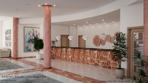 a lobby with a pillar and a counter with plants at Bordoy Don Antonio in Paguera +51 photos