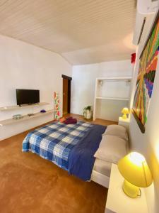 a bedroom with a bed and a tv in it at Italcaribe Village in El Cardón