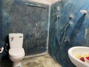 a bathroom with a toilet and a shower and a sink at Imaa freedom house in Nilwella