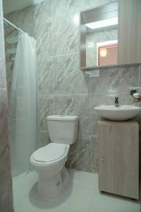 Koupelna v ubytování Casa cochera