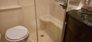 een badkamer met toilet, douche en wastafel bij Fly Knots in Vancouver