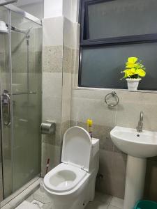 a bathroom with a toilet and a sink at Rosette Haven 2 in Nairobi