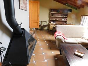 ナバレドンダ・デ・グレドスにあるLa Silla de la Reinaのリビングルーム(暖炉、ソファ付)