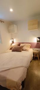 a bedroom with a large bed in a room at Cozy-House tout confort camping 4 étoiles in Lège-Cap-Ferret