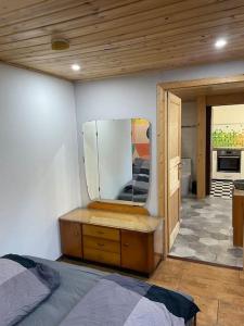 Televisyen dan/atau pusat hiburan di Cozy Tiny House mit WLAN & Sauna