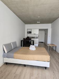 a bedroom with a bed and a desk in it at Lure Palermo Hollywood in Buenos Aires