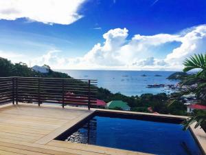 Saint BarthelemySunset 2 and sea view on St Eustache的可以看到海景的游泳池