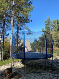 a blue trampoline in a yard at Vila Marina Divčibare in Divčibare