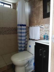 a bathroom with a toilet and a sink at Descanso cafetero apartasol Tebaida in La Tebaida