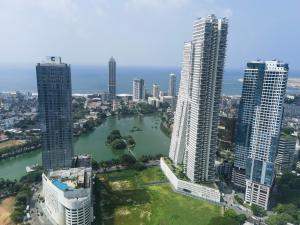 an aerial view of a city with tall buildings at Colombo Trizen J&J future Apart ment in Colombo