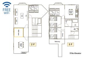 a floor plan of a house with furniture at The CATAN 伏見稲荷 in Kyoto