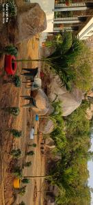 an aerial view of a mountain with plants on it at Saanvi Farmhouse in Hampi