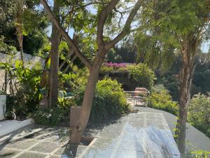 a park with a bench and trees and flowers at Marbella Boutique Art suites in Marbella