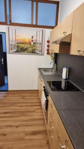Kuchyň nebo kuchyňský kout v ubytování Monteurwohnung 1 Bitterfeld + 27 fotografií