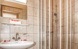 a bathroom with a sink and a shower at Ferienwohnung in Kirchberg in Tirol +1 photo