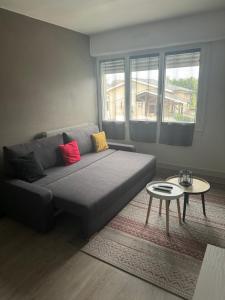 a living room with a couch and a table at Talence - Studio 25 m2 dans résidence avec parking privé à 10 mn de Bordeaux en Tram in Talence