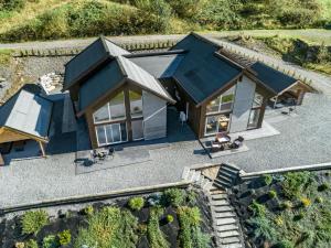an overhead view of a house with a roof at Holiday Home Mathias by Interhome in Vik