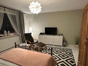 Televízia a/alebo spoločenská miestnosť v ubytovaní Cherry Tree Cozy Rooms + 4 fotografie