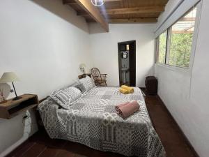 a bedroom with a bed in a room with a window at Casa del Bosque in Mar del Plata