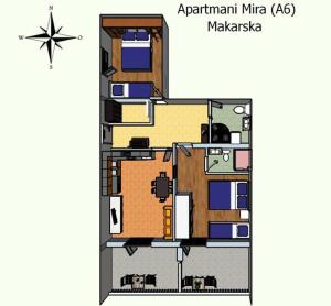 Půdorys ubytování Apartments Mira