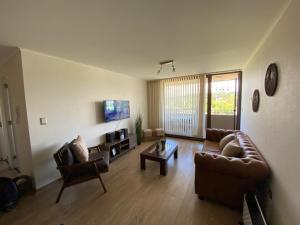 Телевизор и/или развлекательный центр в Departamento en Villarrica a pasos del lago y con vista al volcán
