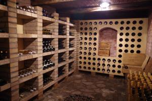 a wine cellar with a wall of wine bottles at Ubytování a apartmány Sluníčko in Lomnice nad Lužnicí